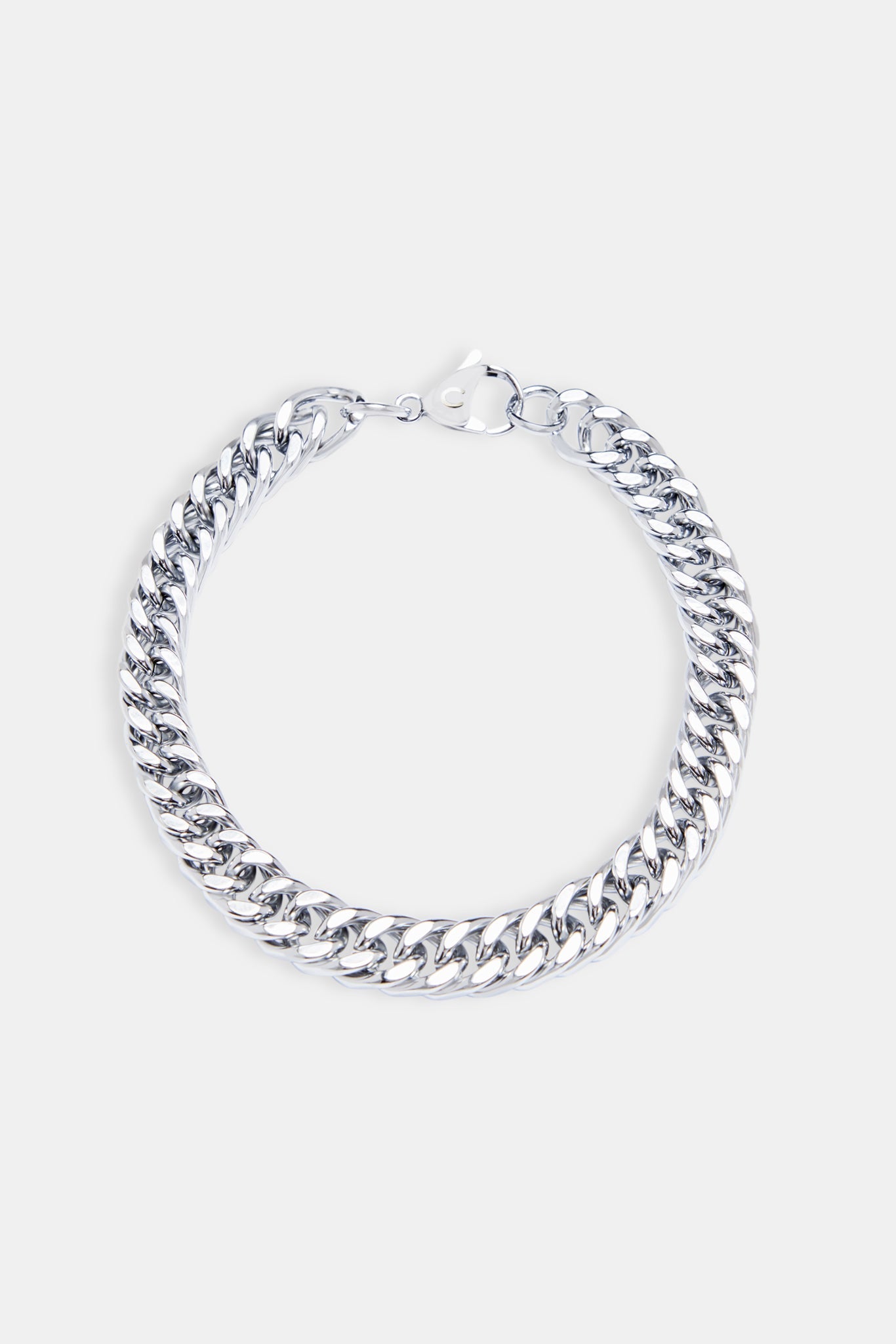 Kare Cuban Bileklik - 8mm - Beyaz Altın