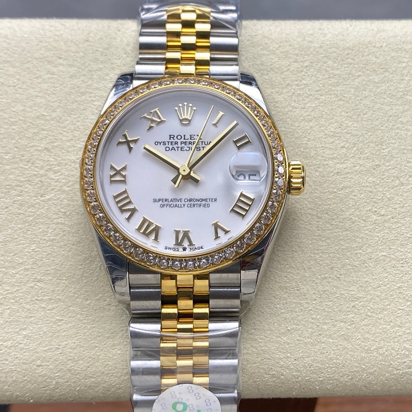 Datejust 31mm Yellow Gold Steel Diamond Bezel White Dial+ŞEFAF KARGO