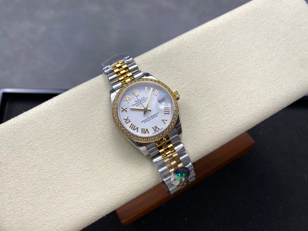 Datejust 31mm Yellow Gold Steel Diamond Bezel White Dial+ŞEFAF KARGO