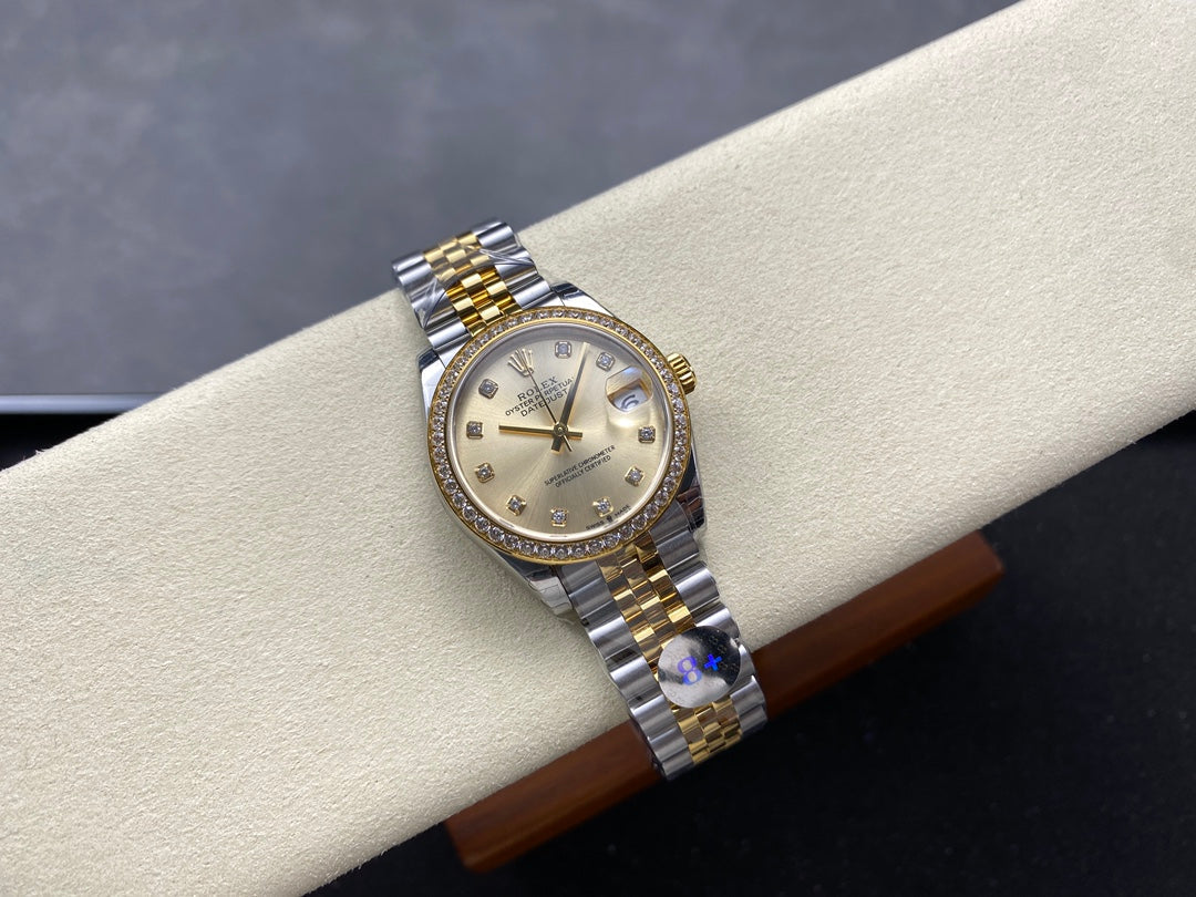 Datejust 31mm Yellow Gold Steel Diamond Bezel Champagne Dial Diamond +ŞEFAF KARGO