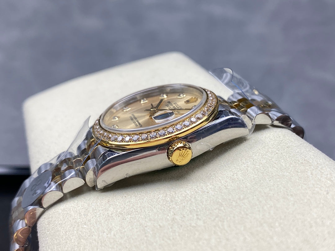Datejust 31mm Yellow Gold Steel Diamond Bezel Champagne Dial Diamond +ŞEFAF KARGO