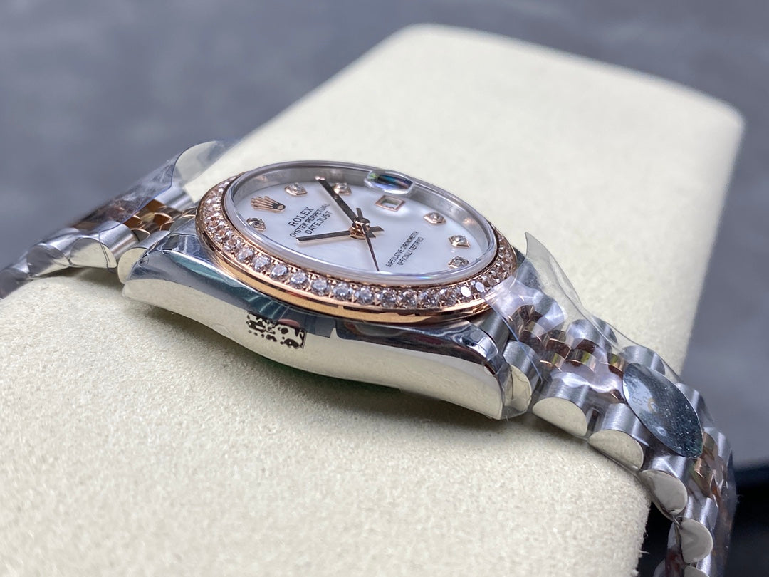 Datejust 31mm Pink Gold Steel Diamond Bezel White Mop Dial+ŞEFAF KARGO