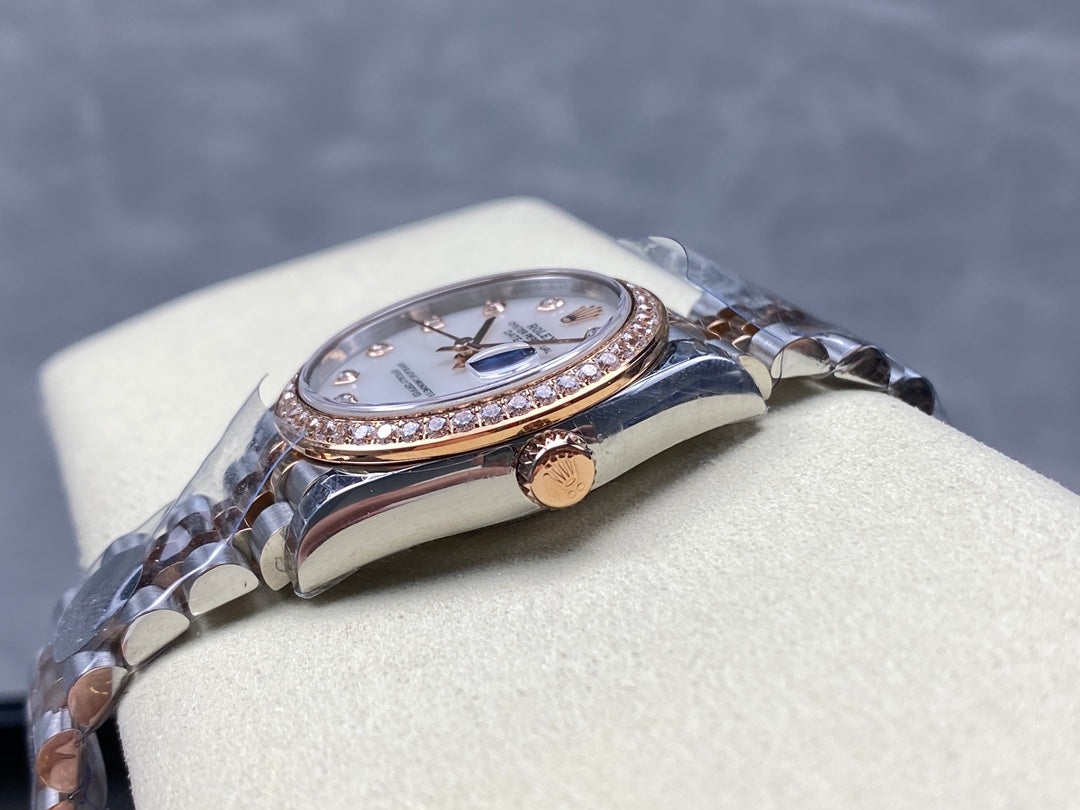 Datejust 31mm Pink Gold Steel Diamond Bezel White Mop Dial+ŞEFAF KARGO