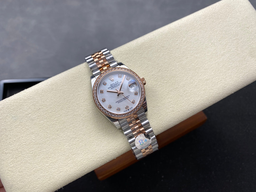 Datejust 31mm Pink Gold Steel Diamond Bezel White Mop Dial+ŞEFAF KARGO