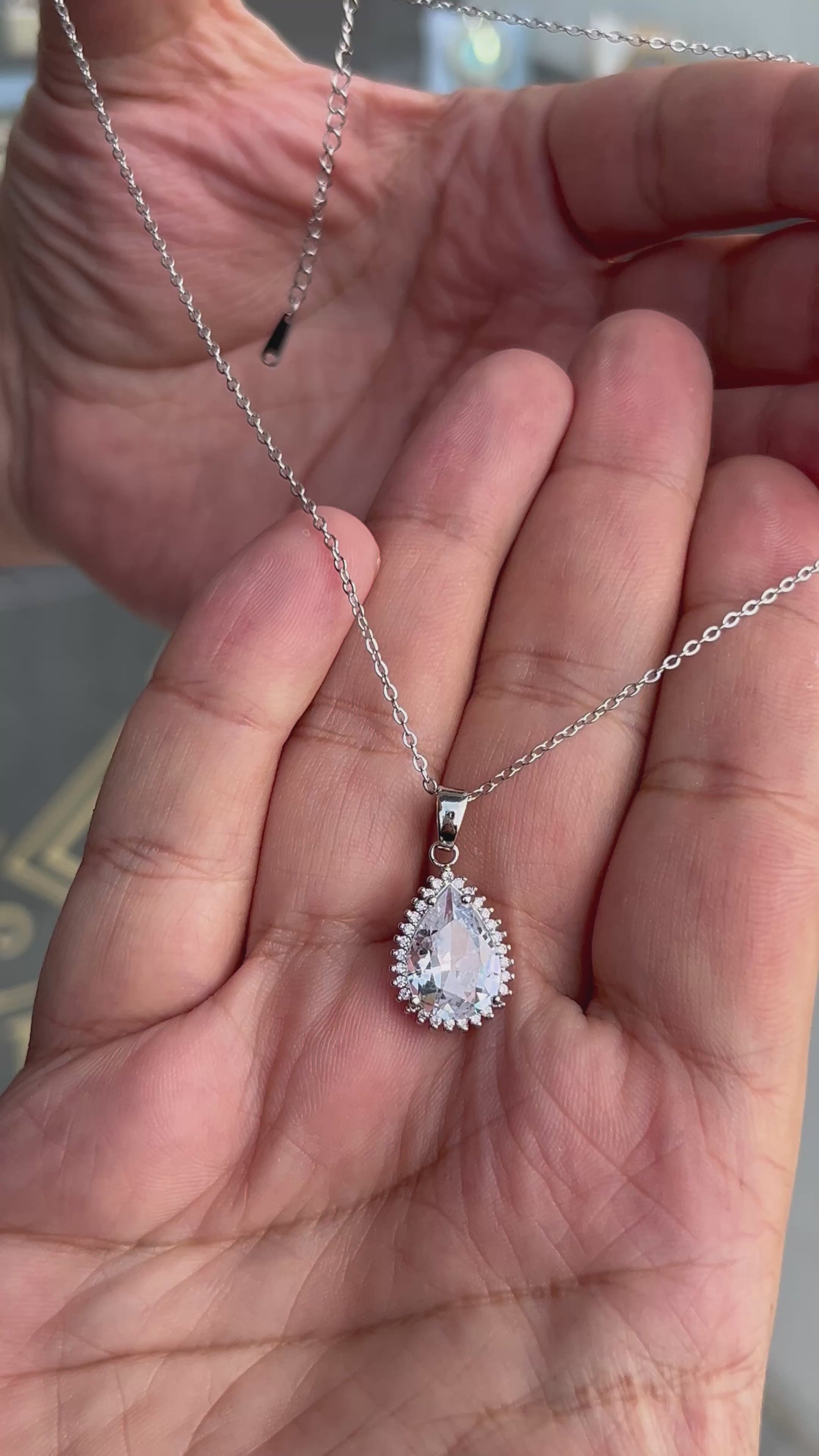 316L Paslanmaz Çelik Zirkon Taşlı Rodyum & 925 Gümüş Kaplama Kolye