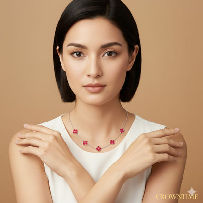 VAN CLEEF ALHAMBRA KOLYE - GÜMÜŞ/KIRMIZI