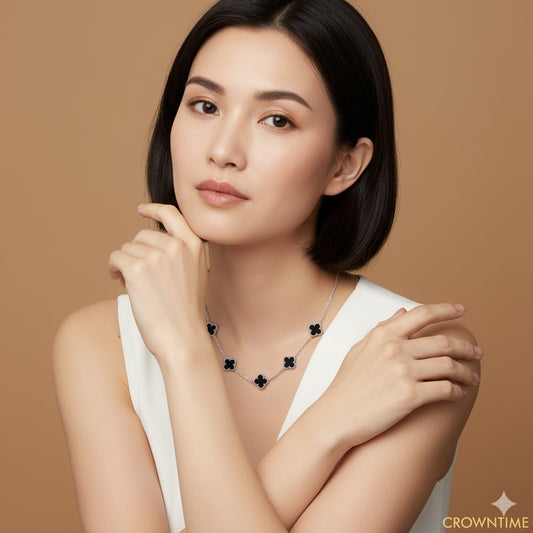 VAN CLEEF  ALHAMBRA KOLYE  - SILVER/SİYAH