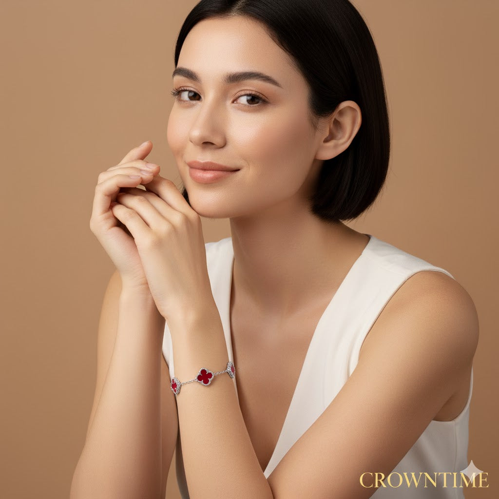 VAN CLEEF BİLEKLİK- GÜMÜŞ/KIRMIZI-RENK