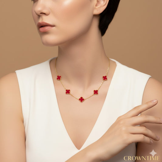 VAN CLEEF ALHAMBRA KOLYE- ALTIN/KIRMIZI