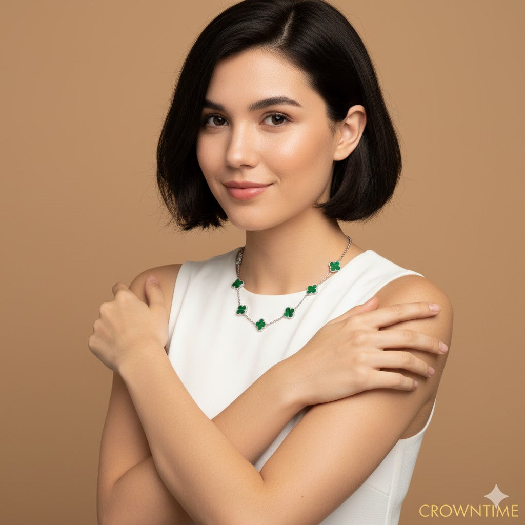 VAN CLEEF ALHAMBRA BİLEKLİK- GÜMÜŞ/YEŞİL