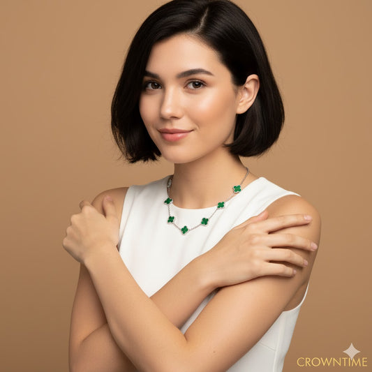 VAN CLEEF ALHAMBRA BİLEKLİK- GÜMÜŞ/YEŞİL