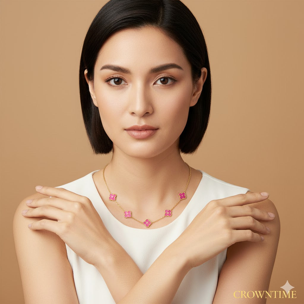 -VAN CLEEF ALHAMBRA BİLEKLİK- ALTIN/PEMBE-RENK