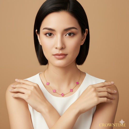 -VAN CLEEF ALHAMBRA BİLEKLİK- ALTIN/PEMBE-RENK