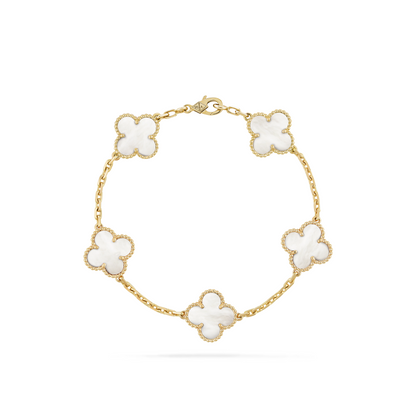 VAN CLEEF VINTAGE ALHAMBRA BİLEKLİK - ALTIN/BEYAZ-RENK