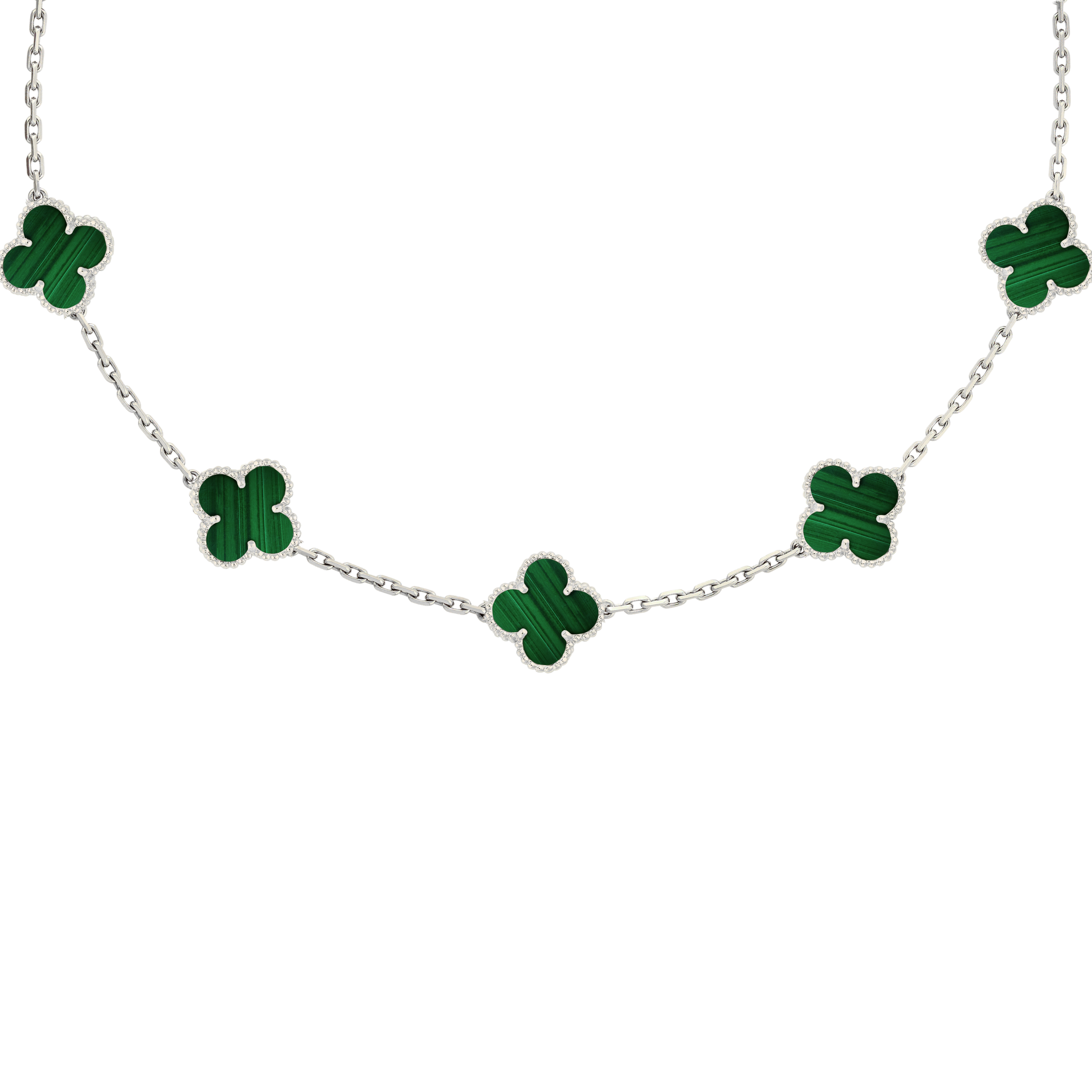 VAN CLEEF  3,LÜ SET KOLYE-BİLEKLİK -KÜPE GÜMÜŞ-YEŞİL-RENK