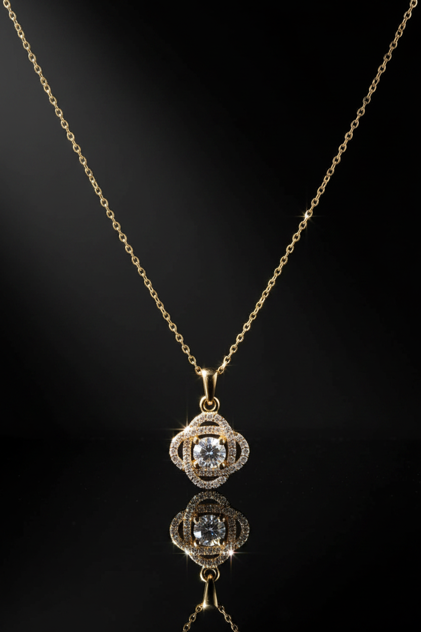14k Gold Kaplama Zirkon Kolye 45 cm
