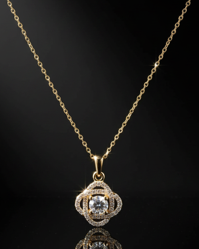 14k Gold Kaplama Zirkon Kolye 45 cm